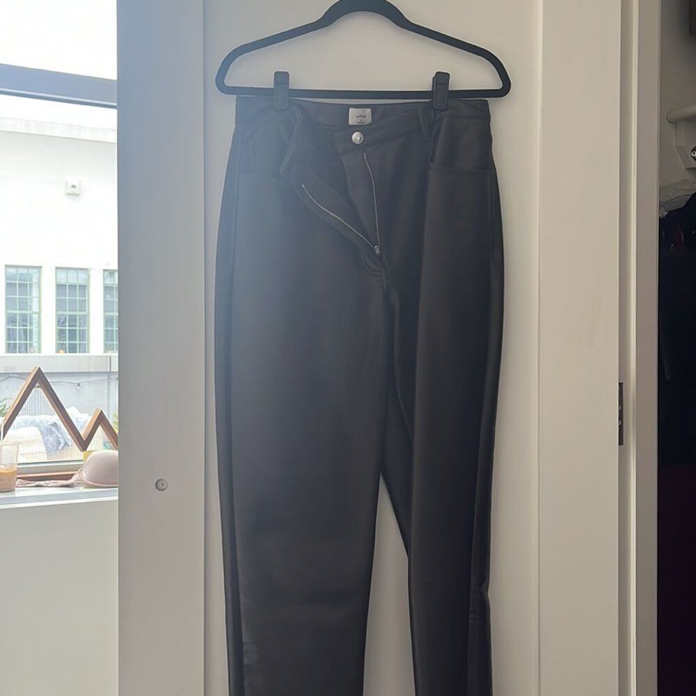 Wilfred Melina Cropped Faux Leather Pants Rich Mocha Size 12 - Picture 3 of 13
